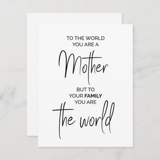 Moeder quote, cadeau voor Moederdag of verjaardag Feestdagenkaart (Voorkant / Achterkant)