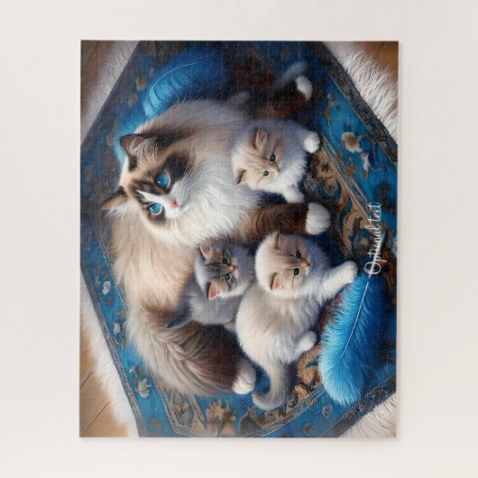 Moeder Ragdoll Kat en Kittens Legpuzzel (Verticaal)
