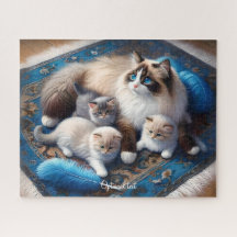 Moeder Ragdoll Kat en Kittens