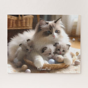 Moeder Ragdoll Kat en Kittens Legpuzzel