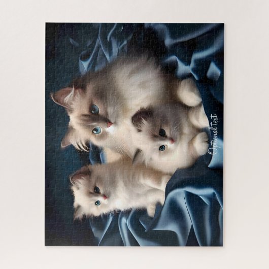 Moeder Ragdoll Kat en Kittens op Blauw Legpuzzel (Verticaal)