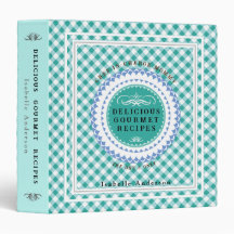 Moeder Recepten Gingham Teal 3 Ringband