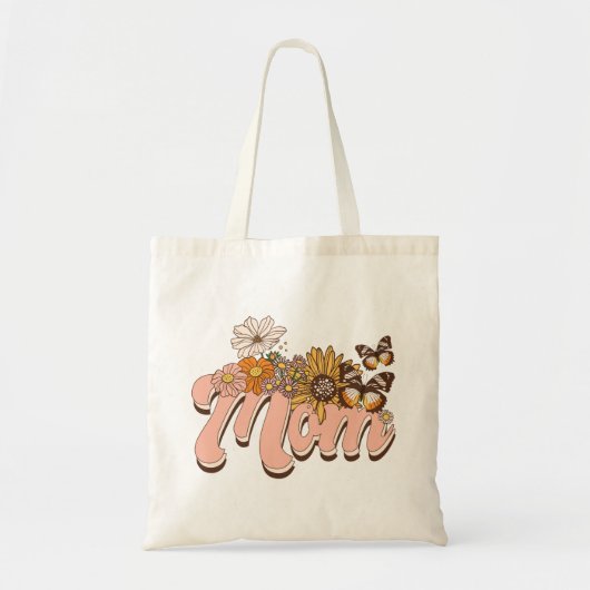 Moeder Retro Floral Tote Bag (Voorkant)