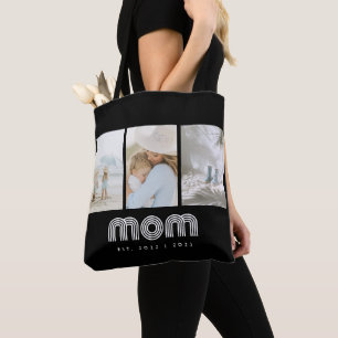 Moeder Retro Schrift Zwart 3 Foto Tote Bag