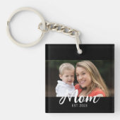 Moeder Richt Modern Schrift Foto Sleutelhanger (Voorkant)