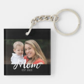 Moeder Richt Modern Schrift Foto Sleutelhanger (Achterkant)
