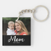 Moeder Richt Modern Schrift Foto Sleutelhanger (Achterkant)
