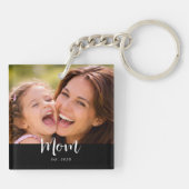 Moeder Richt Modern Schrift Foto Sleutelhanger (Achterkant)