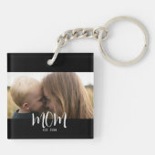Moeder Richt Modern Schrift Foto Sleutelhanger (Achterkant)