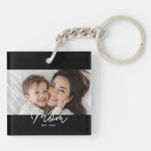 Moeder Richt Modern Schrift Foto Sleutelhanger (Achterkant)