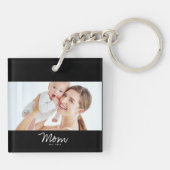 Moeder Richt Modern Schrift Foto Sleutelhanger (Achterkant)