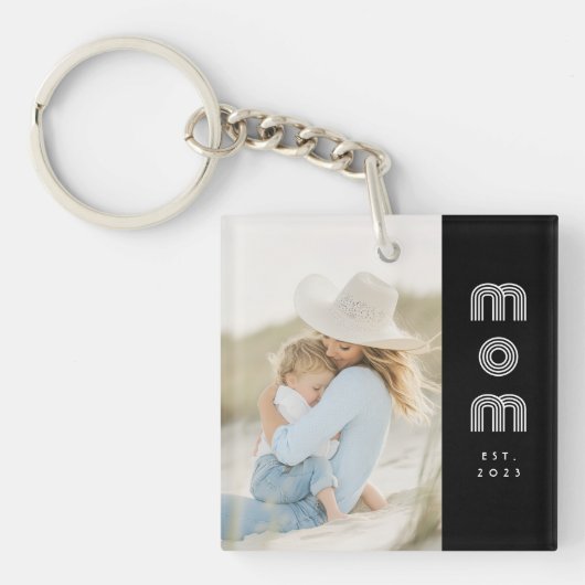 Moeder Richt Modern Schrift Foto  Sleutelhanger (Voorkant)