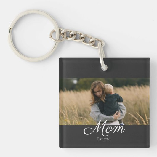 Moeder Richt Modern Schrift Foto Sleutelhanger (Voorkant)