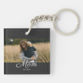 Moeder Richt Modern Schrift Foto Sleutelhanger (Achterkant)