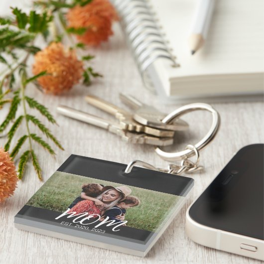 Moeder Richt Modern Schrift Foto Sleutelhanger (Voorkant Rechts)