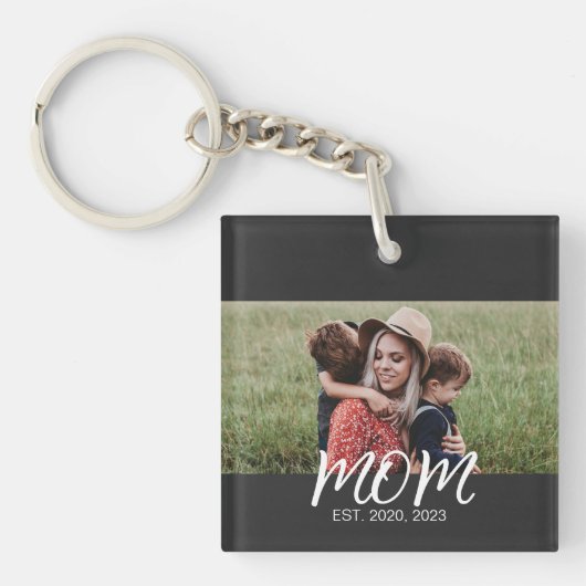 Moeder Richt Modern Schrift Foto Sleutelhanger (Voorkant)