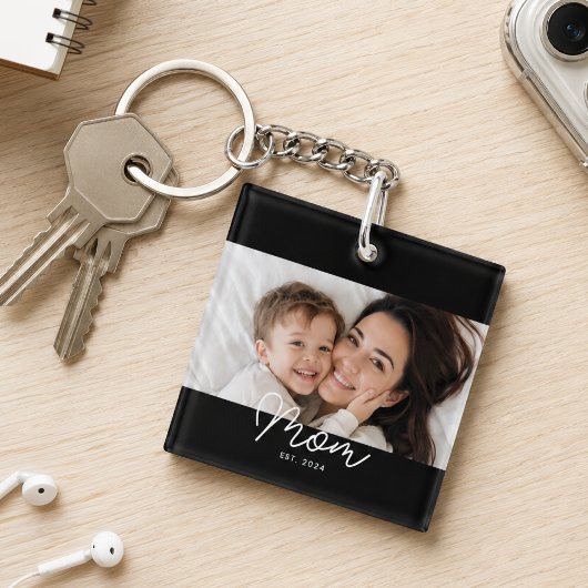 Moeder Richt Modern Schrift Foto Sleutelhanger