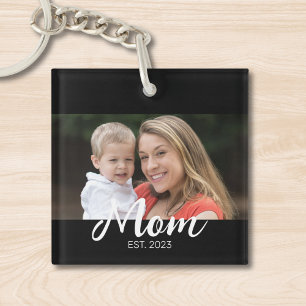 Moeder Richt Modern Schrift Foto Sleutelhanger