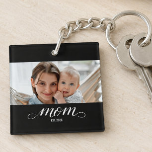 Moeder Richt Modern Schrift Foto Sleutelhanger
