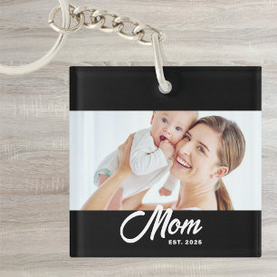 Moeder Richt Modern Schrift Foto Sleutelhanger