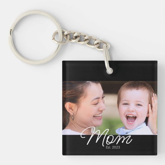 Moeder Richt Modern Schrift Foto Sleutelhanger (Voorkant)