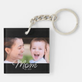Moeder Richt Modern Schrift Foto Sleutelhanger (Achterkant)