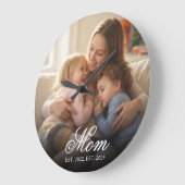 Moeder Richt Modern Wit Script Foto Grote Klok (Hoek)