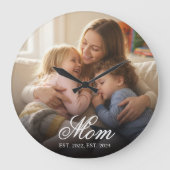 Moeder Richt Modern Wit Script Foto Grote Klok (Voorkant)