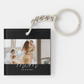 Moeder Richting Gegeven Moderne Script Foto Sleute Sleutelhanger (Achterkant)