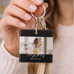 Moeder Richting Gegeven Moderne Script Foto Sleute Sleutelhanger