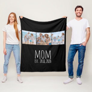 Moeder Richtte Elegant Schrift Zwart 3 Foto Fleece Deken
