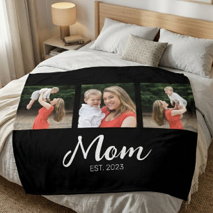 Moeder Richtte Elegant Schrift Zwart 3 Foto Fleece Deken