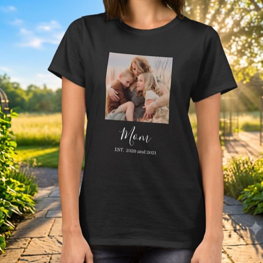Moeder Richtte Elegant Script Foto Op T-shirt