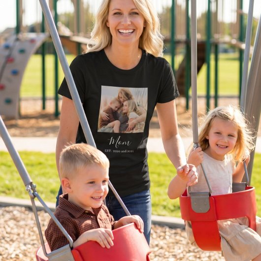 Moeder Richtte Elegant Script Foto Op T-shirt