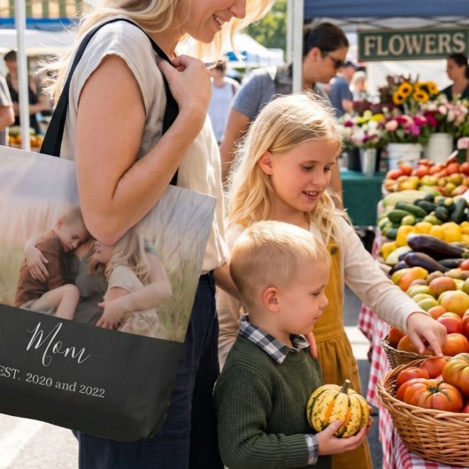 Moeder Richtte Elegant Script Foto Op Tote Bag