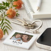 Moeder Richtte Modern Schrift Foto Op Sleutelhanger (Voorkant Rechts)