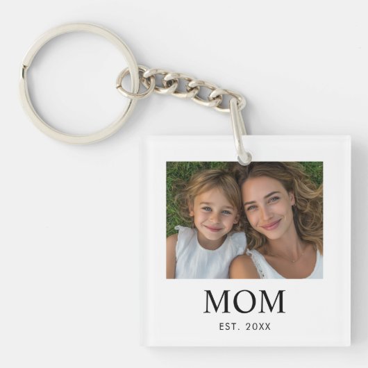 Moeder Richtte Modern Schrift Foto Op Sleutelhanger (Voorkant)