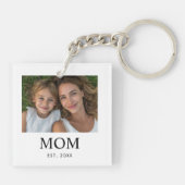 Moeder Richtte Modern Schrift Foto Op Sleutelhanger (Achterkant)
