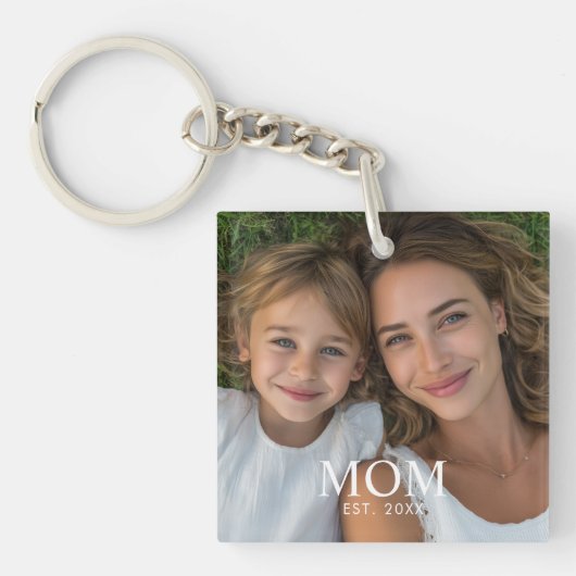Moeder Richtte Modern Schrift Foto Op Sleutelhanger (Voorkant)