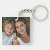 Moeder Richtte Modern Schrift Foto Op Sleutelhanger (Achterkant)