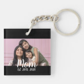 Moeder Richtte Modern Schrift Foto Op Sleutelhanger (Achterkant)