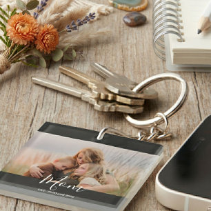Moeder Richtte Moderne Elegante Script Foto op Sleutelhanger