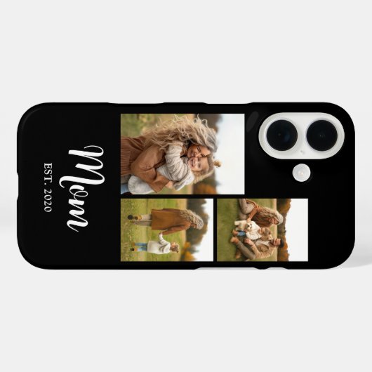 Moeder Richtte Moderne Script Tekst Zwart 3 Foto Case-Mate iPhone Case (Achterkant (horizontaal))
