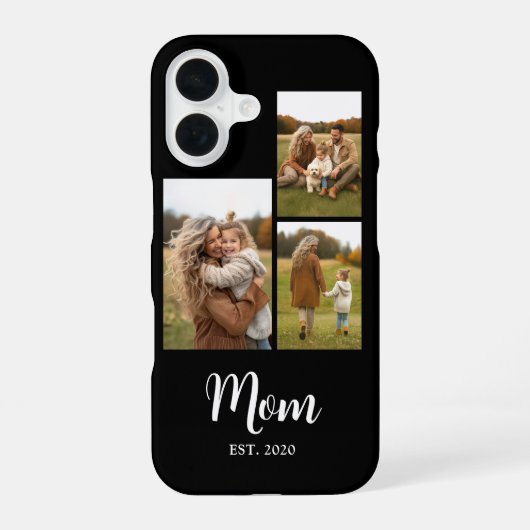 Moeder Richtte Moderne Script Tekst Zwart 3 Foto iPhone 16 Hoesje (Achterkant)