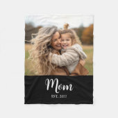 Moeder Richtte Moderne Typografie Foto Zwart Fleece Deken (Voorkant)