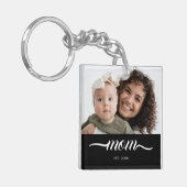 Moeder Richtte Moderne Witte Script Foto Op Sleutelhanger (Voorkant Links)