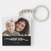 Moeder Richtte Moderne Witte Script Foto Op Sleutelhanger (Achterkant)
