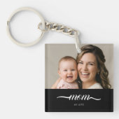 Moeder Richtte Moderne Witte Script Foto Op Sleutelhanger (Voorkant)