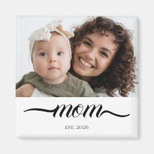 Moeder Richtte Moderne Zwarte Script Foto Elegant  Magneet