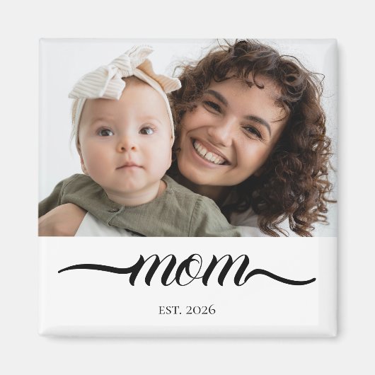 Moeder Richtte Moderne Zwarte Script Foto Elegant  Magneet (Voorkant)